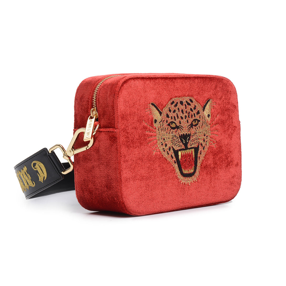 LEOPARD EMBROIDERED VELVET CROSSBODY BAG Cmplt Unknwn