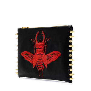 BEETLE EMBROIDERED CLUTCH BAG