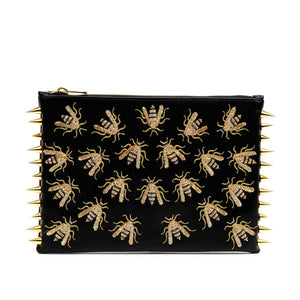WASP EMBROIDERED CLUTCH BAG