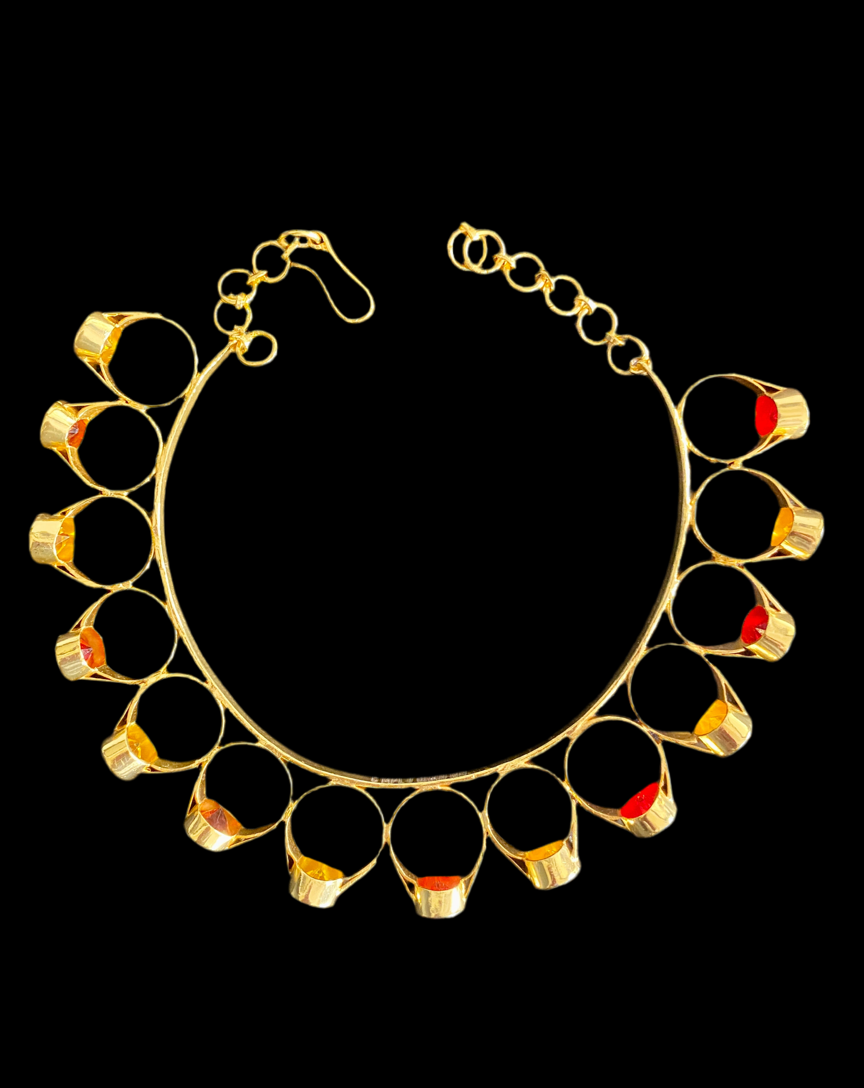 Multicolored Gold Rings Choker