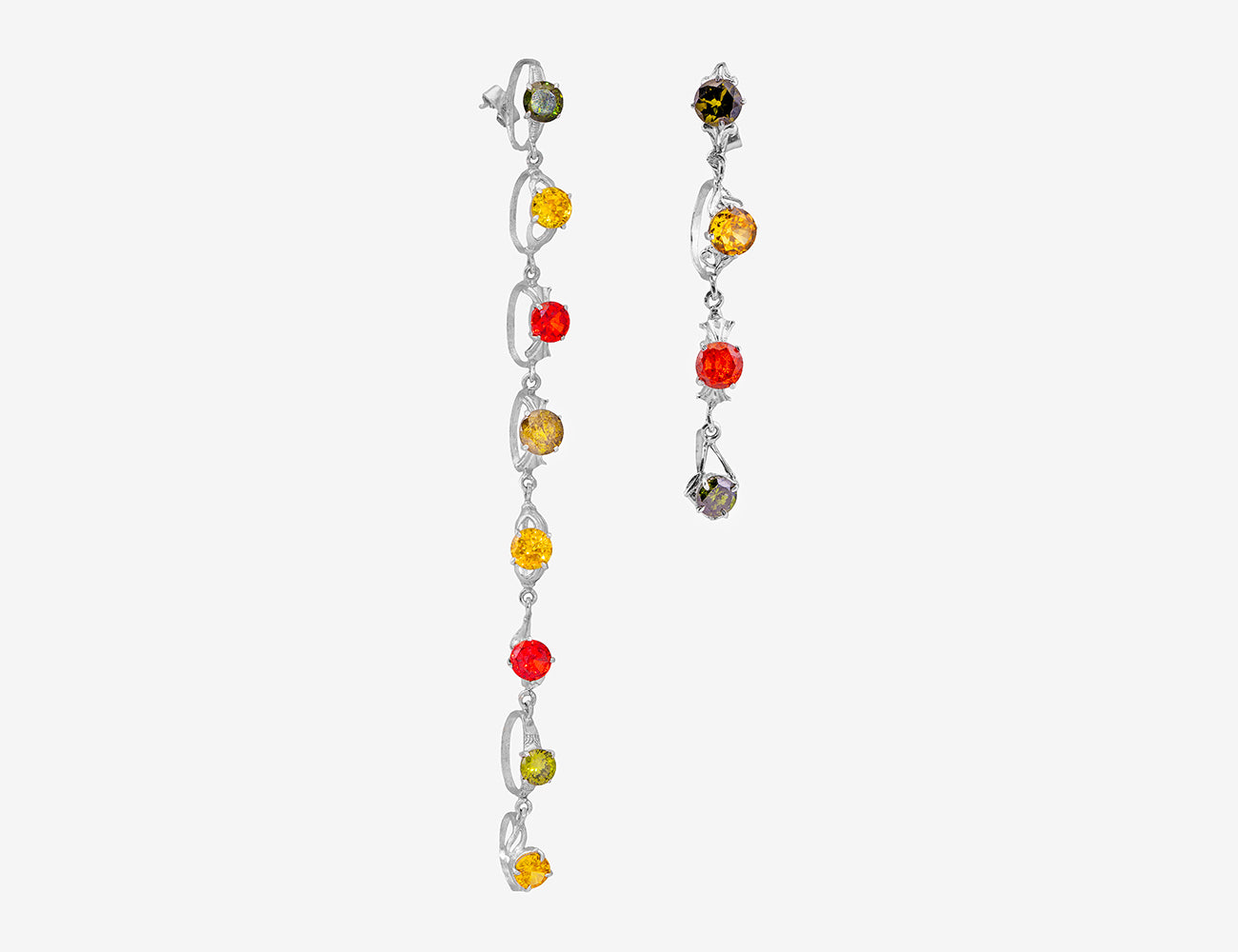 SILVER RINGS ASYMMETRICAL EARRINGS