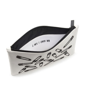 SAFETY PINS EMBROIDERED CLUTCH (BLACK)