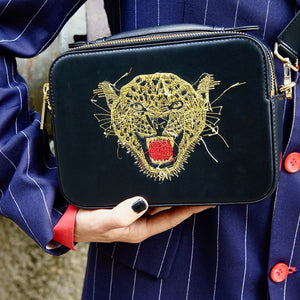 LEOPARD REVERSE EMBROIDERED CROSSBODY BAG