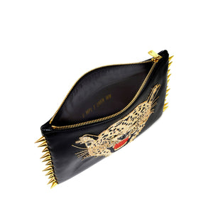 LEOPARD EMBROIDERED CLUTCH BAG(GOLD)