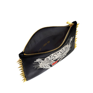 LEOPARD EMBROIDERED CLUTCH BAG(SILVER)