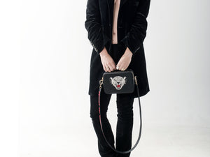 LEOPARD EMBROIDERED CROSSBODY BAG