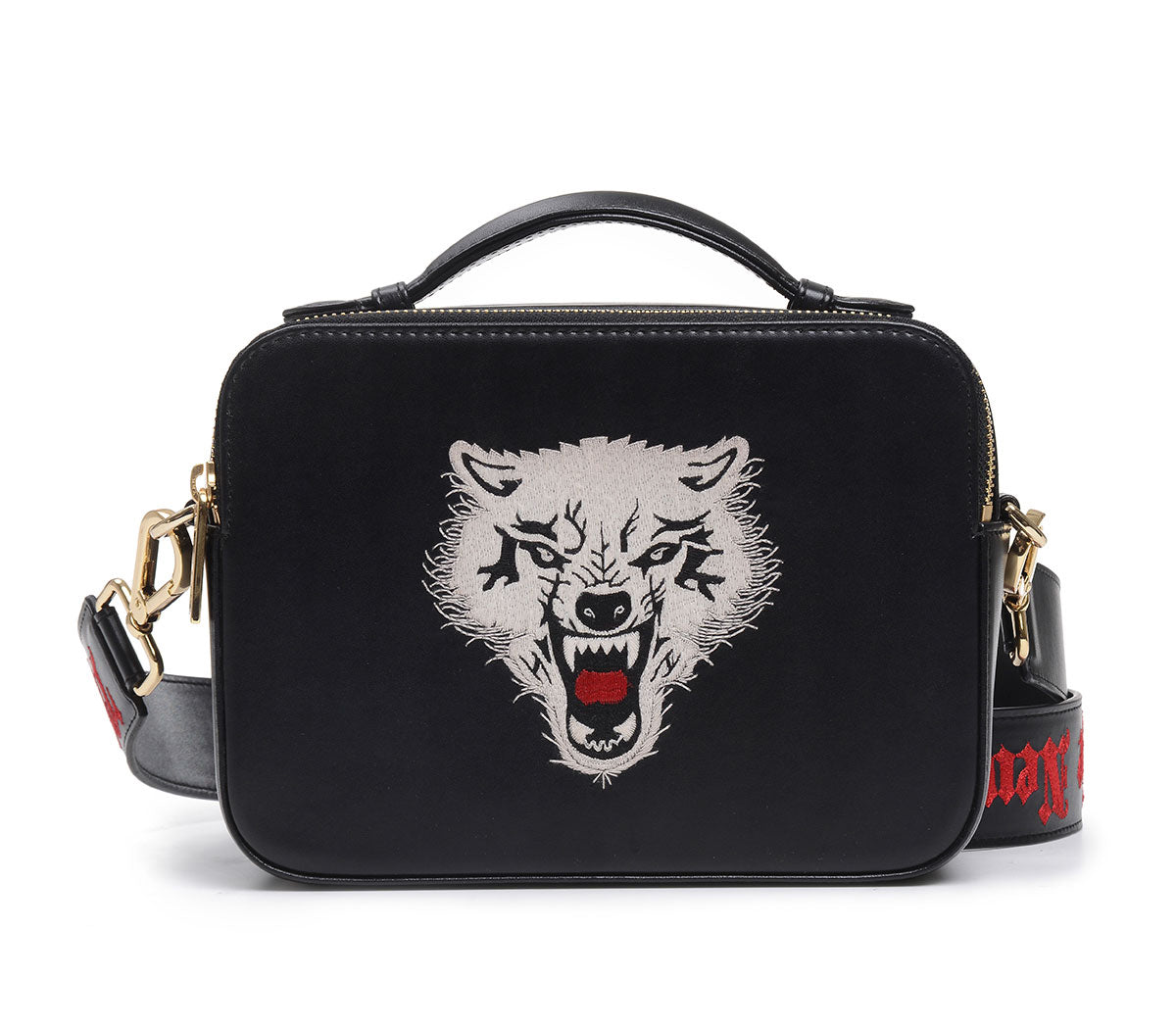 WOLF EMBROIDERED CROSSBODY BAG