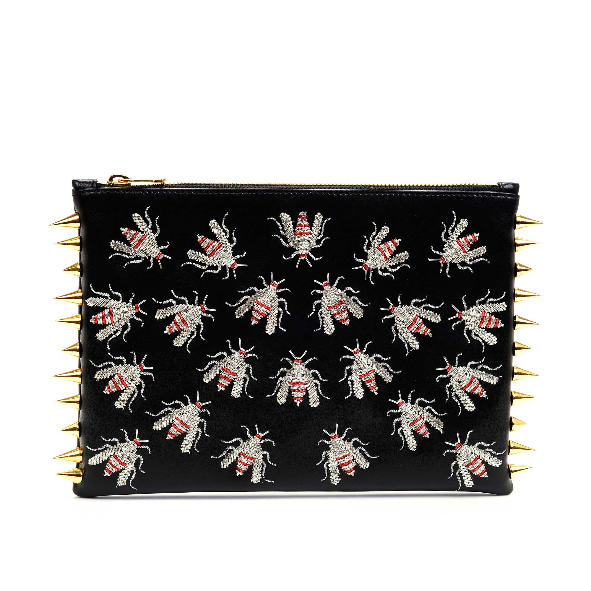WASP EMBROIDERED CLUTCH BAG(SILVER)